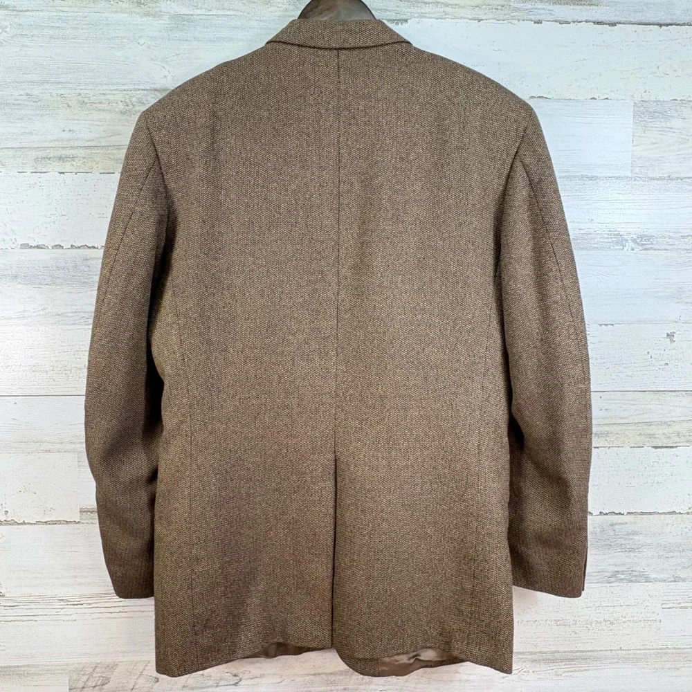 Mens Tailors Row by Deansgate 42L‎ Brown Silk Wool Blend Textured Blazer Jacket